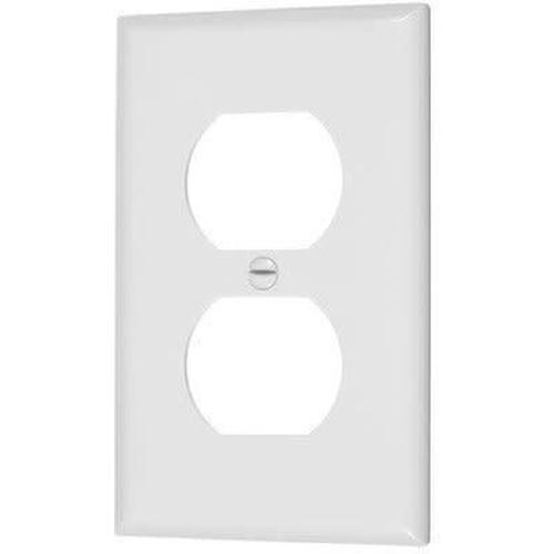 SINGLE MID SIZE DUPLEX OUTLET PLATE - WHITE-VISTA-VISTA-Default-Covalin Electrical Supply