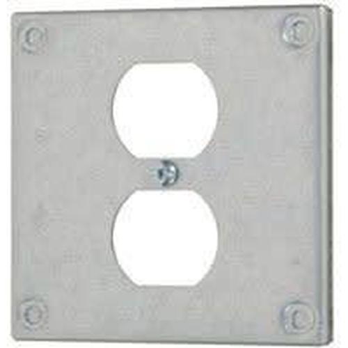 8365 - 4'' SQUARE - SINGLE DUPLEX OUTLET - RAISED 3/8''-VISTA-VISTA-Default-Covalin Electrical Supply