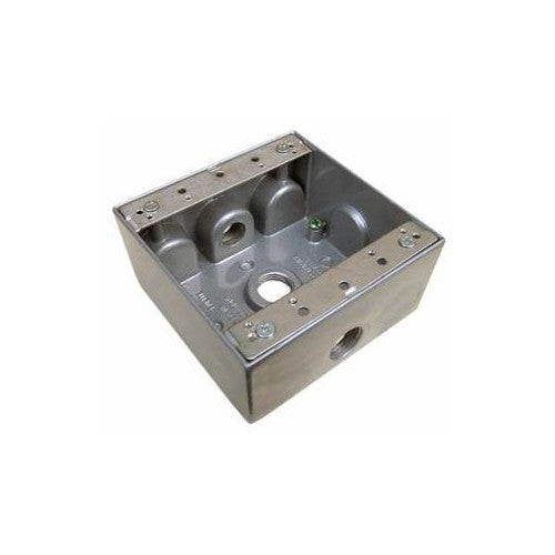 WEATHERPROOF BOX - TWO GANG 3 OUTLET HOLES 1/2"