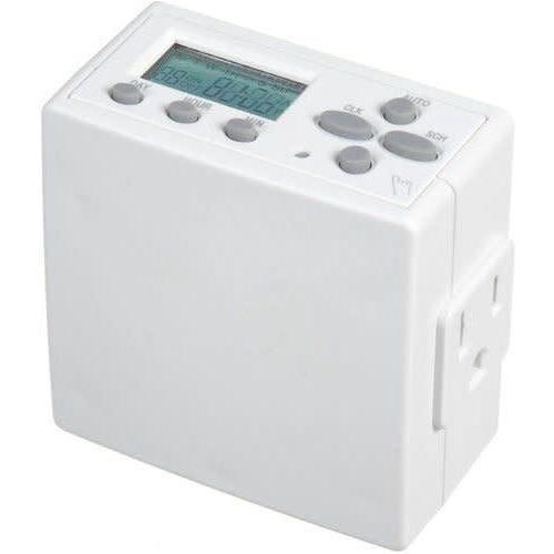 GROUNDED DIGITAL PLUG-IN TIMER, 15A, 120V, 1800W, 16 ON/OFF - WHITE-VISTA-VISTA-Default-Covalin Electrical Supply