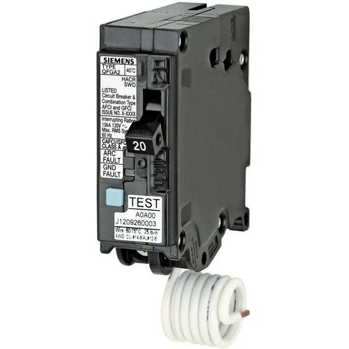 SIEMENS 1 POLE 20A PUSH-IN COMBINATION GROUND FAULT ARC-FAULT CIRCUIT BREAKER Q120DF-SIEMENS-DEALER SOURCE-Default-Covalin Electrical Supply