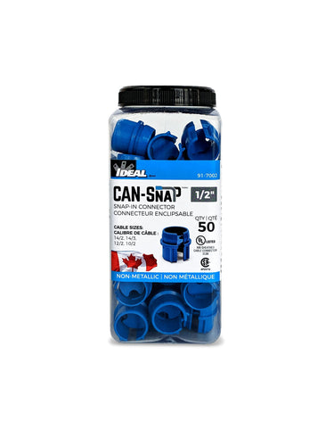 IDEAL 1/2" CAN-SNAP NON METALIC 4004 BOX CONNECTOR, JAR/50