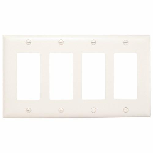LEGRAND 4-GANG TRADEMASTER DECORATOR WALL PLATE, WHITE