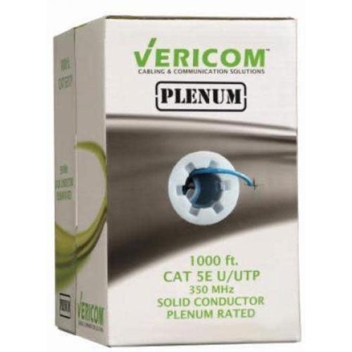 1000FT BLUE PLENUM SOLID UTP CAT5E (350MHZ) NETWORK CABLE - FT6/CMP - VERICOM-TECHCRAFT-COMPUTER PLUG-Default-Covalin Electrical Supply